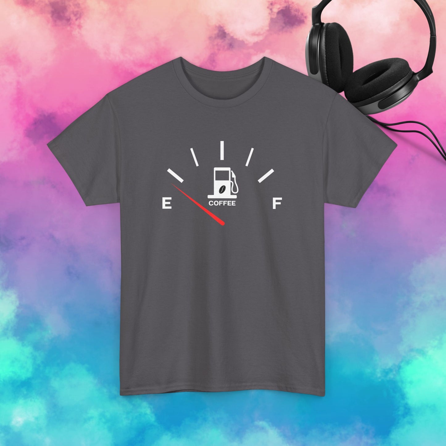 Fuel Gauge Coffee Unisex Tee, Coffee Lover Shirt, Gifts for Coffee Lovers, Funny Graphic Tee, Casual Everyday Wear, Perfect for Birthdays