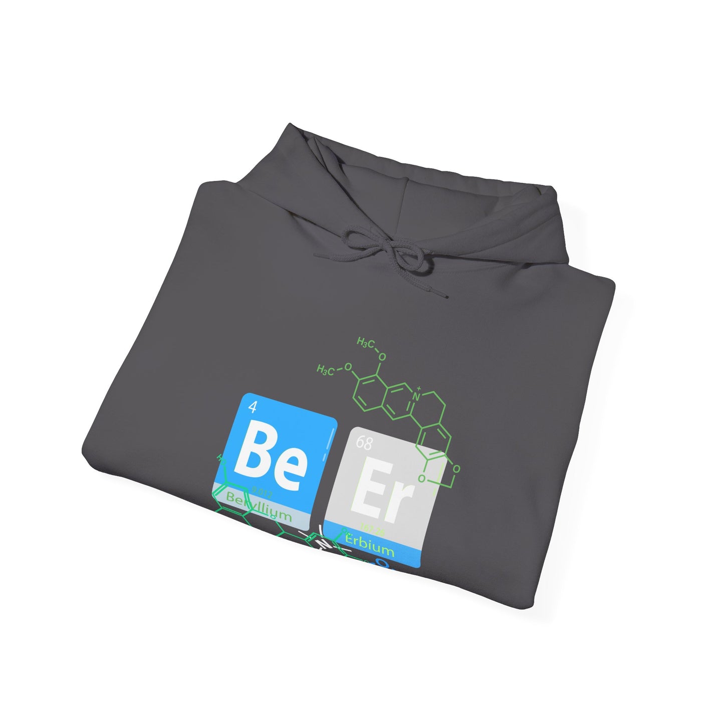 Science-Themed Unisex Hoodie, spells out Beer in chemical elements - Perfect for Chemists, Science Lovers, Birthdays, Education, Casual Wear