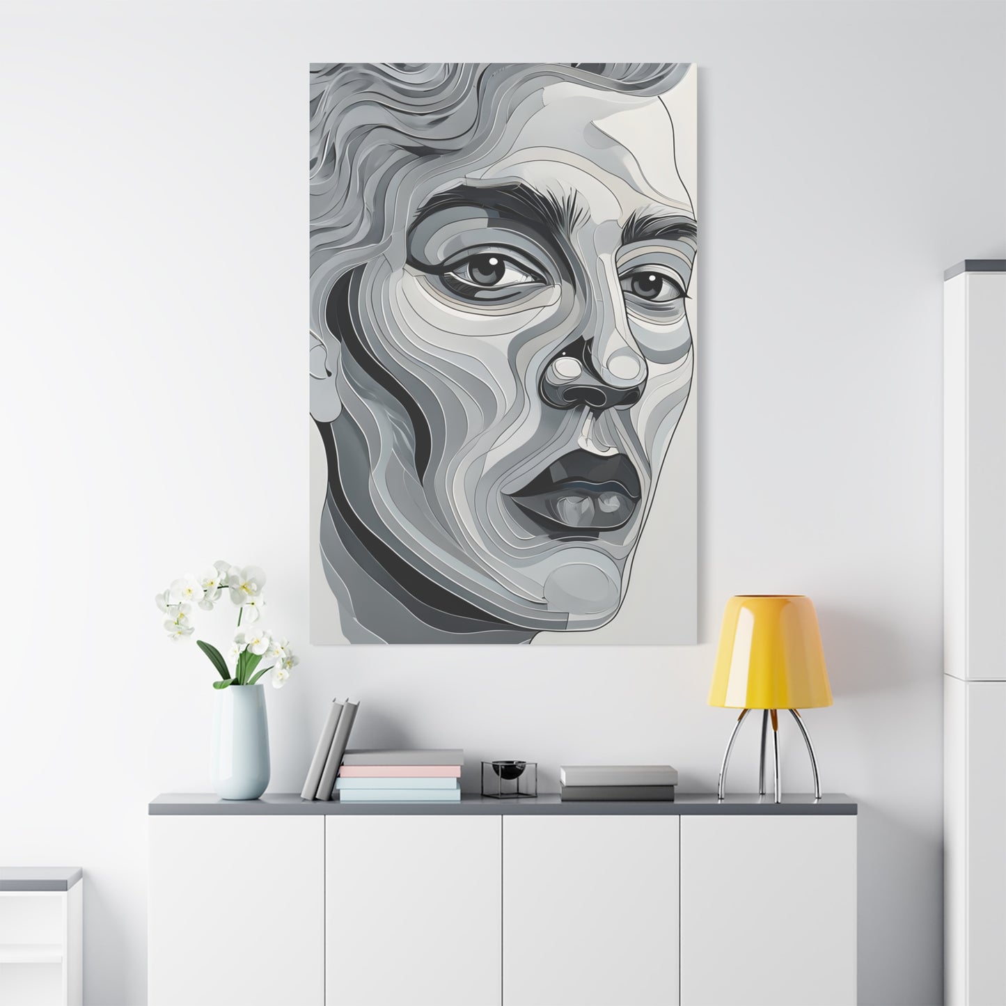 Abstract Portrait Canvas Art, Modern Wall Decor, Home Aesthetic, Gift for Art Lovers, Mixed Media Painting