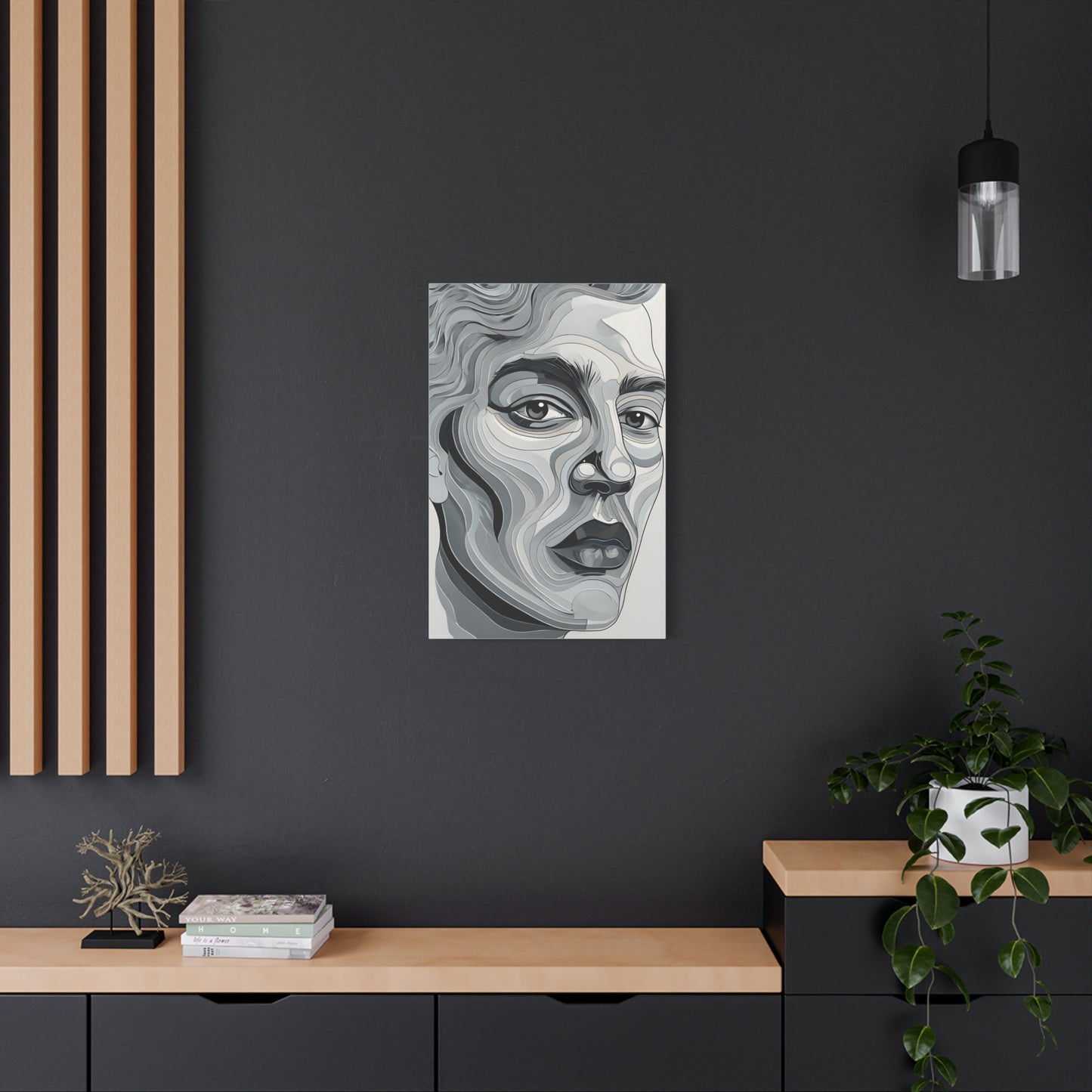 Abstract Portrait Canvas Art, Modern Wall Decor, Home Aesthetic, Gift for Art Lovers, Mixed Media Painting