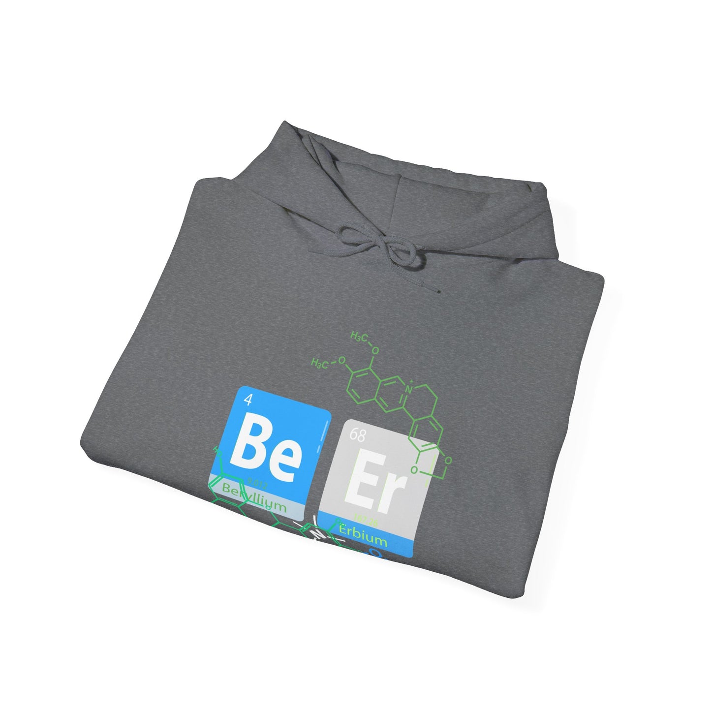 Science-Themed Unisex Hoodie, spells out Beer in chemical elements - Perfect for Chemists, Science Lovers, Birthdays, Education, Casual Wear