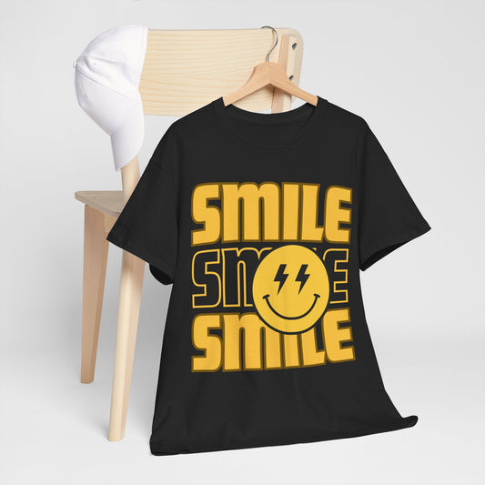 Smile Power Unisex Heavy Cotton Tee, Fun Graphic Tee, Casual Wear, Gift for Friends, Motivational Shirt, Summer Fashion
