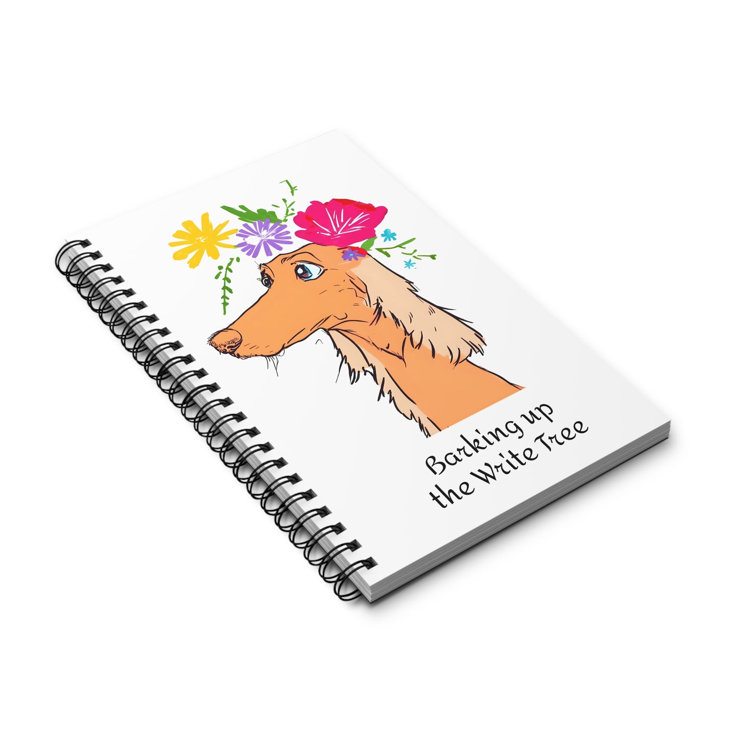 Barking Up the Write Tree Colourful Cartoon Dog Notepad Fun Spiral-Bound Notepad with Lined, Dot, or Journal Paper Options