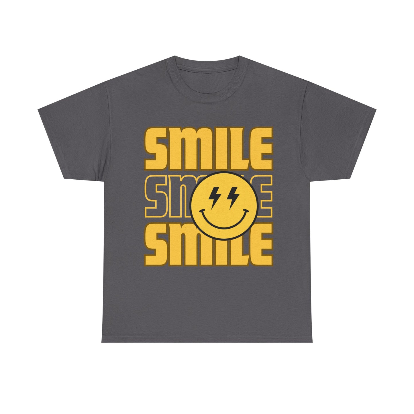 Smile Power Unisex Heavy Cotton Tee, Fun Graphic Tee, Casual Wear, Gift for Friends, Motivational Shirt, Summer Fashion