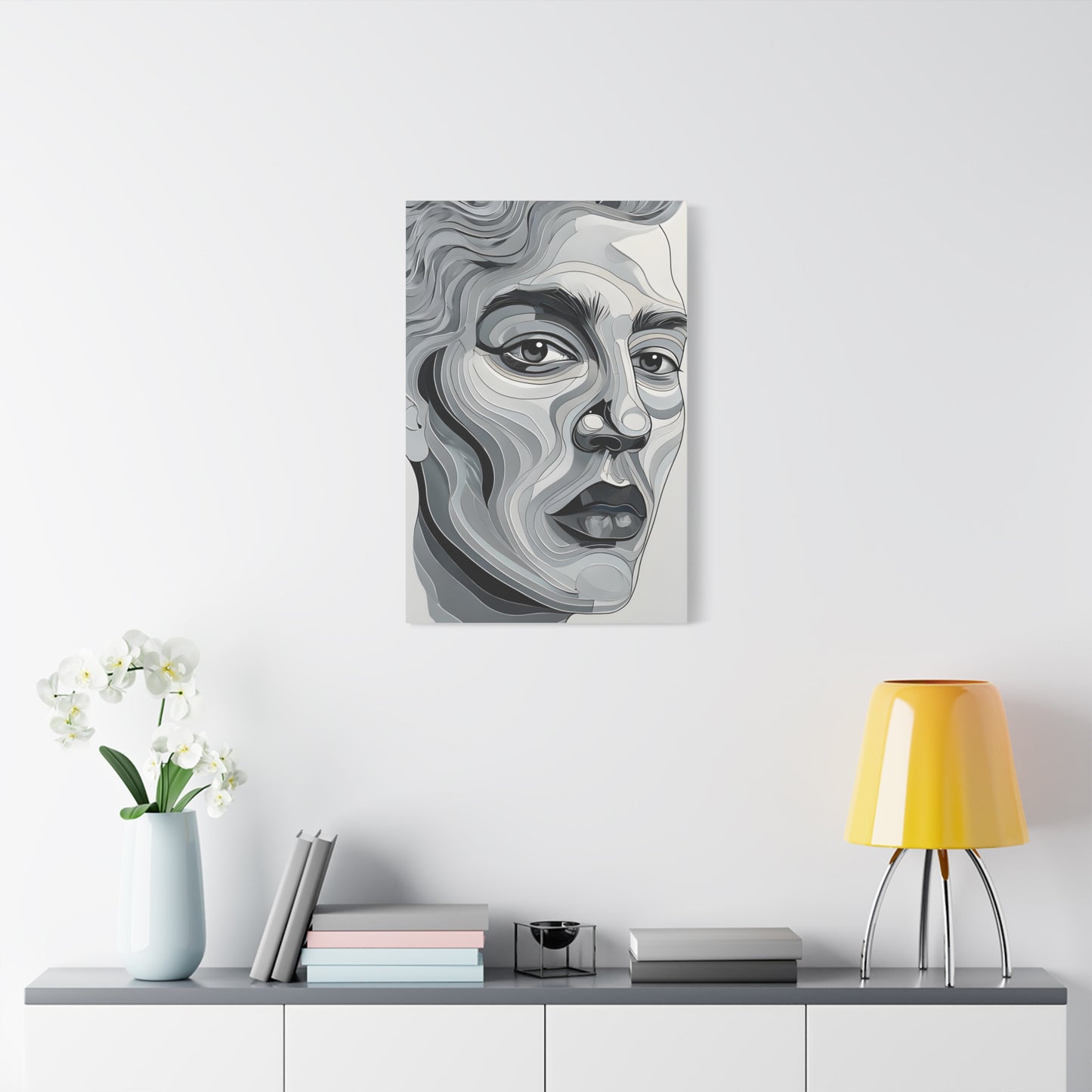 Abstract Portrait Canvas Art, Modern Wall Decor, Home Aesthetic, Gift for Art Lovers, Mixed Media Painting