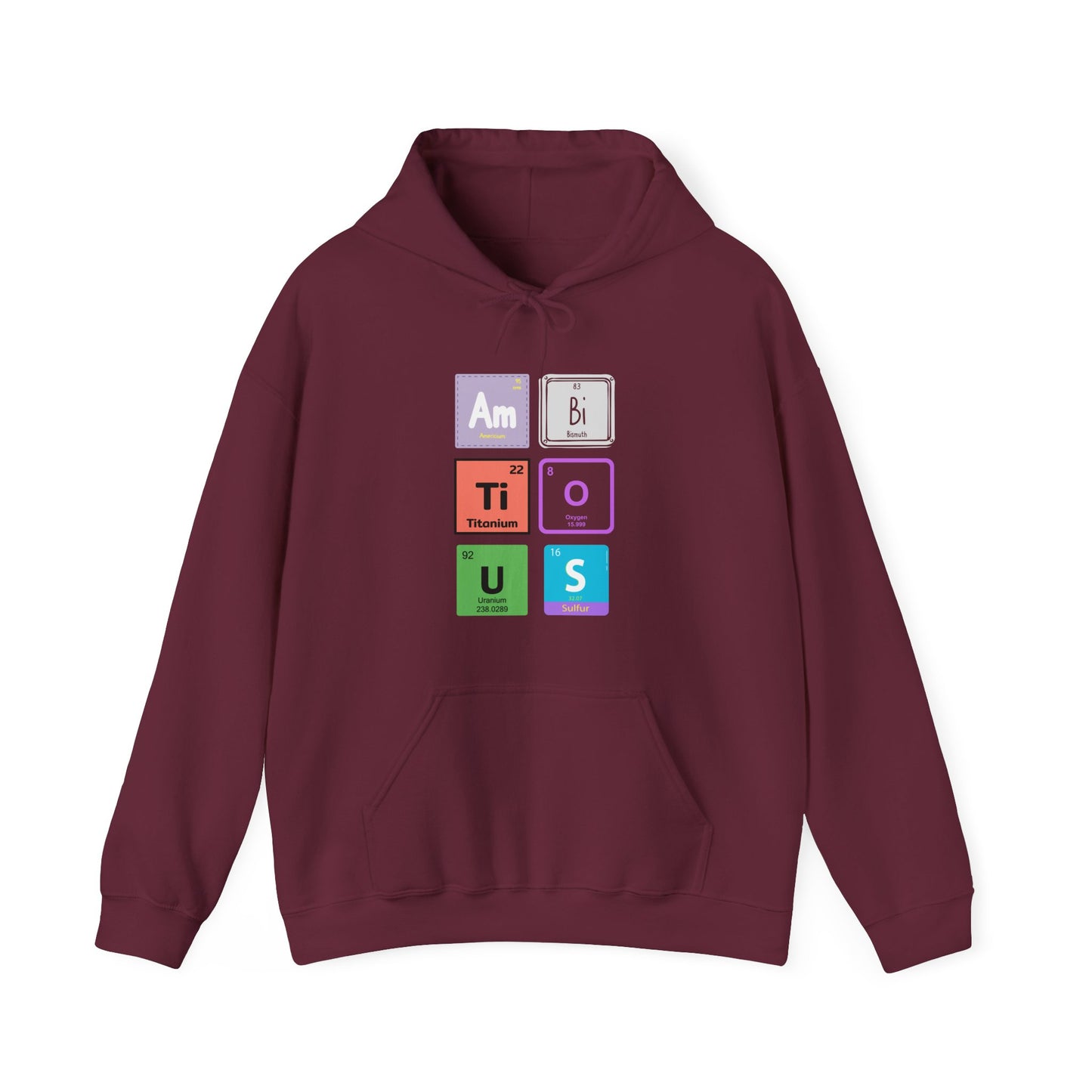 Atomic Elements spelling out Ambitious- Unisex Hoodie | Chemistry Lovers Gift | Cute Science Sweatshirt | Science Teacher Apparel- Tech Vibe