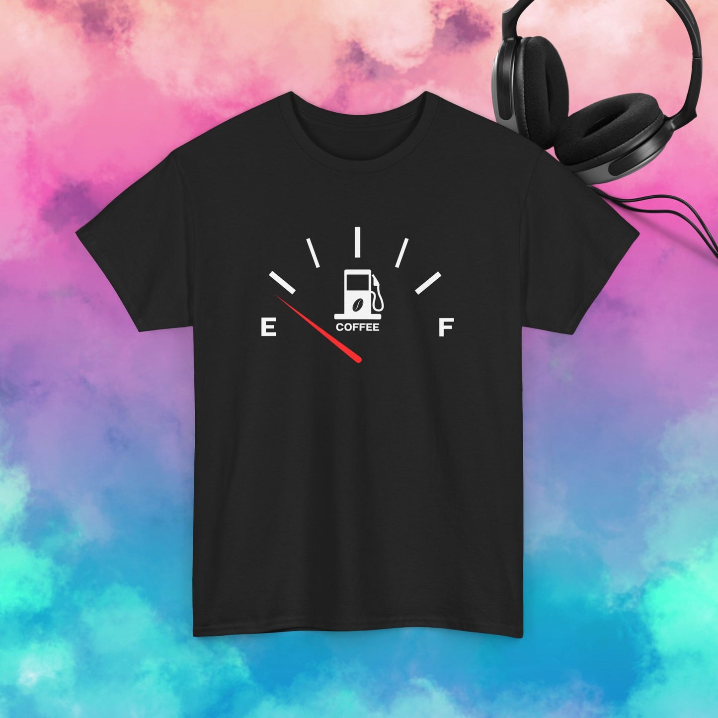 Fuel Gauge Coffee Unisex Tee, Coffee Lover Shirt, Gifts for Coffee Lovers, Funny Graphic Tee, Casual Everyday Wear, Perfect for Birthdays