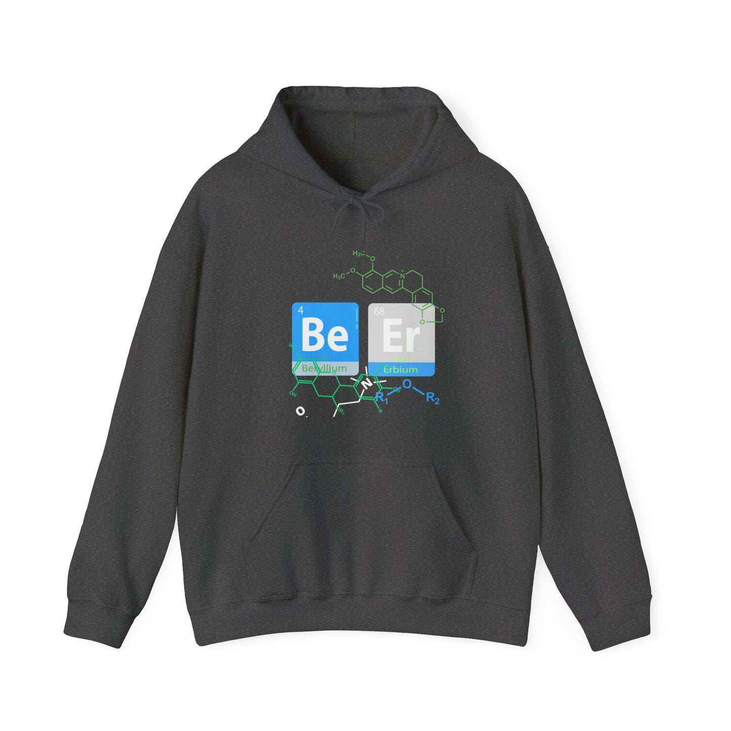 Science-Themed Unisex Hoodie, spells out Beer in chemical elements - Perfect for Chemists, Science Lovers, Birthdays, Education, Casual Wear