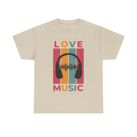 Love Music Unisex Heavy Cotton Tee | Perfect Gift for Music Lovers, Casual Wear, Concert Attire, Unique T-Shirt, Summer Fashion