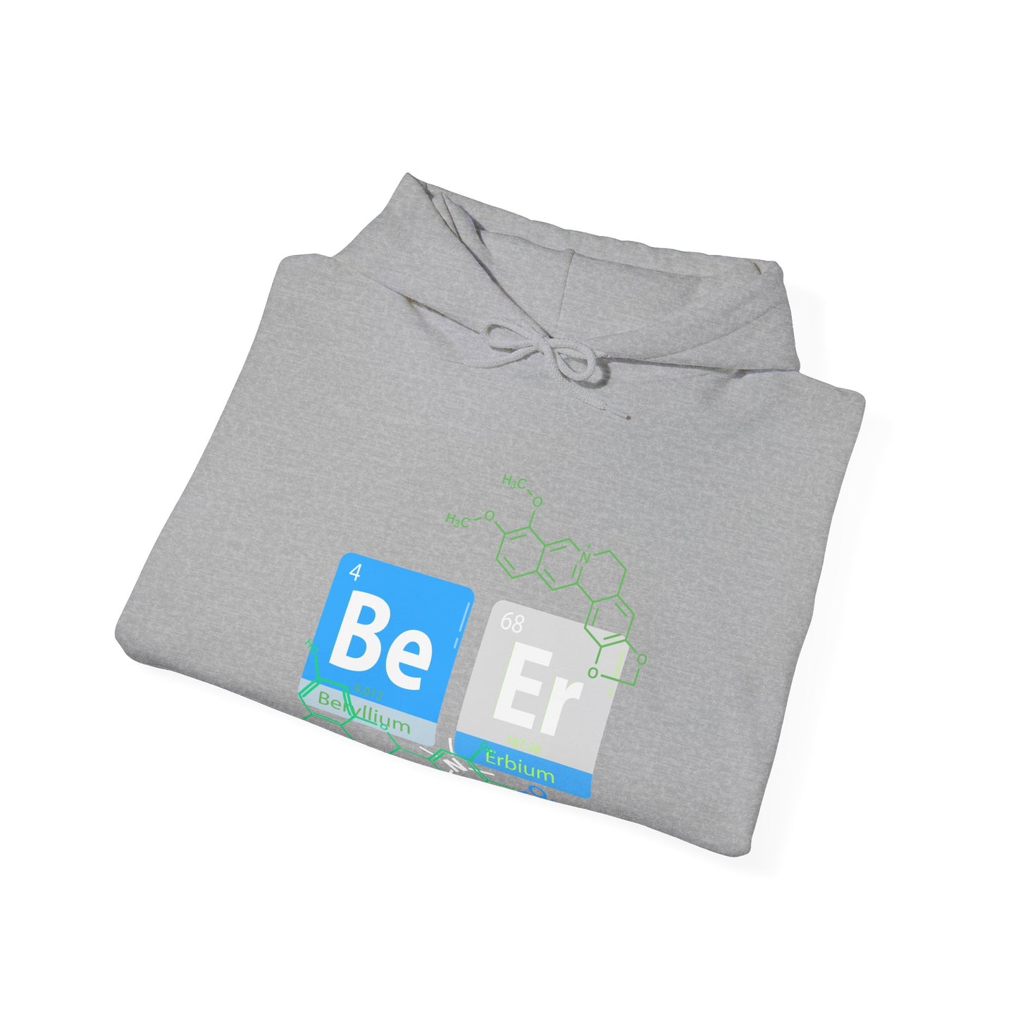 Science-Themed Unisex Hoodie, spells out Beer in chemical elements - Perfect for Chemists, Science Lovers, Birthdays, Education, Casual Wear