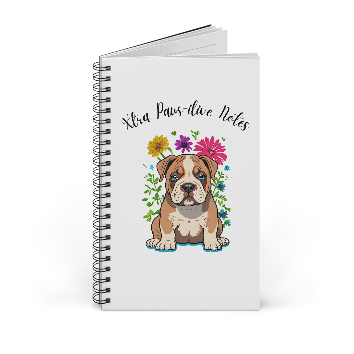 Xtra Paws-itive Notes XL Bully Puppy Notepad Spiral Bound, Gift for Animal Enthusiasts Cute Pet Spiral Journal