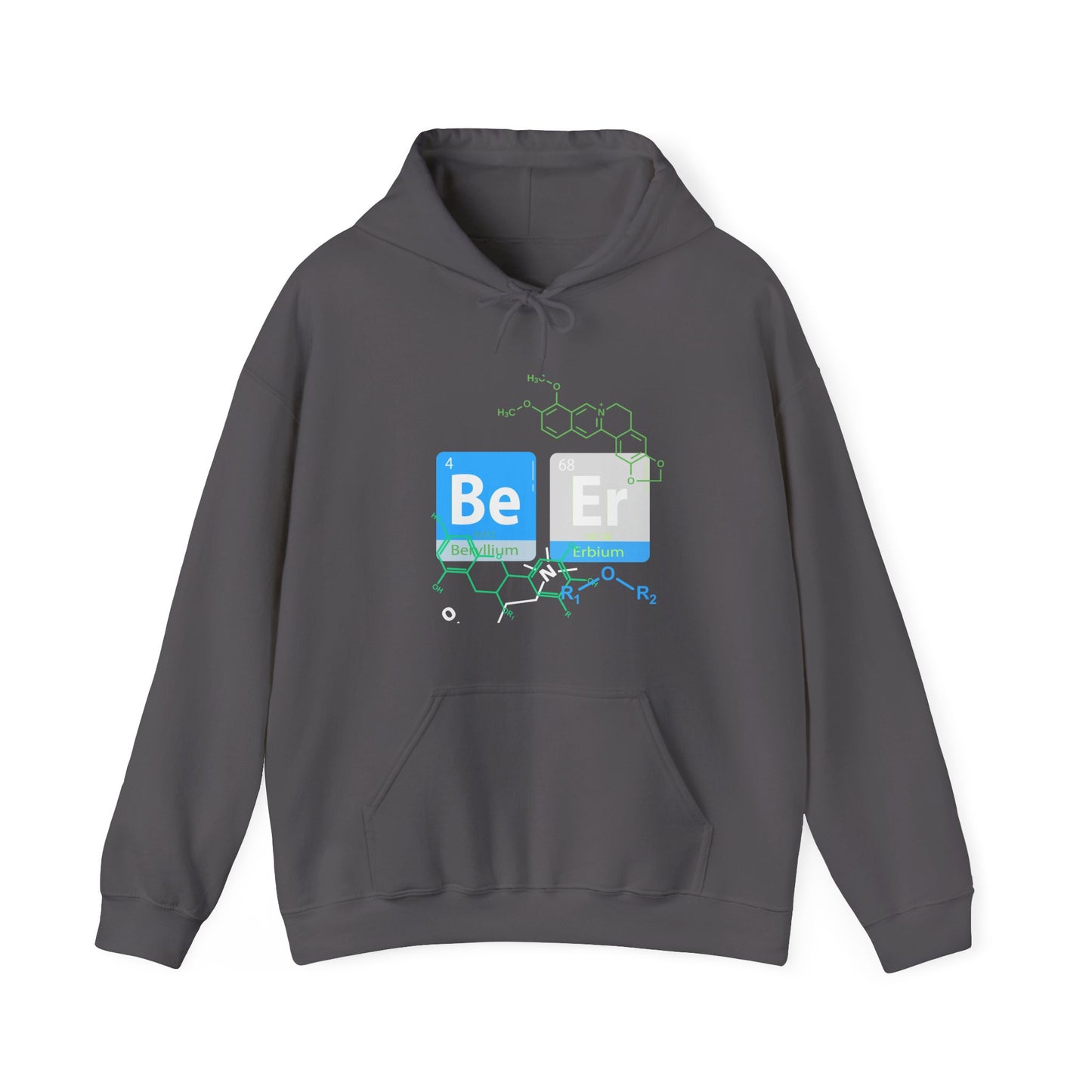 Science-Themed Unisex Hoodie, spells out Beer in chemical elements - Perfect for Chemists, Science Lovers, Birthdays, Education, Casual Wear
