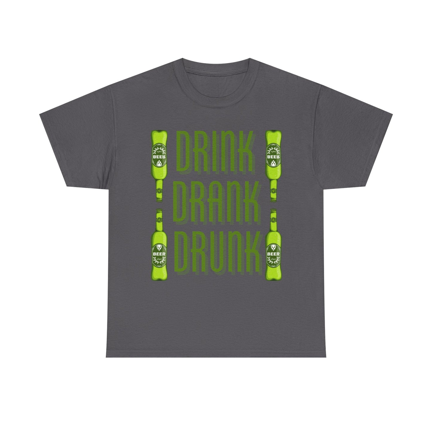 Funny Drink Drank Drunk Unisex Heavy Cotton Tee, Perfect for Parties, Humor Gift, Bartender Shirt, Beer Lover's Apparel, Casual Wear