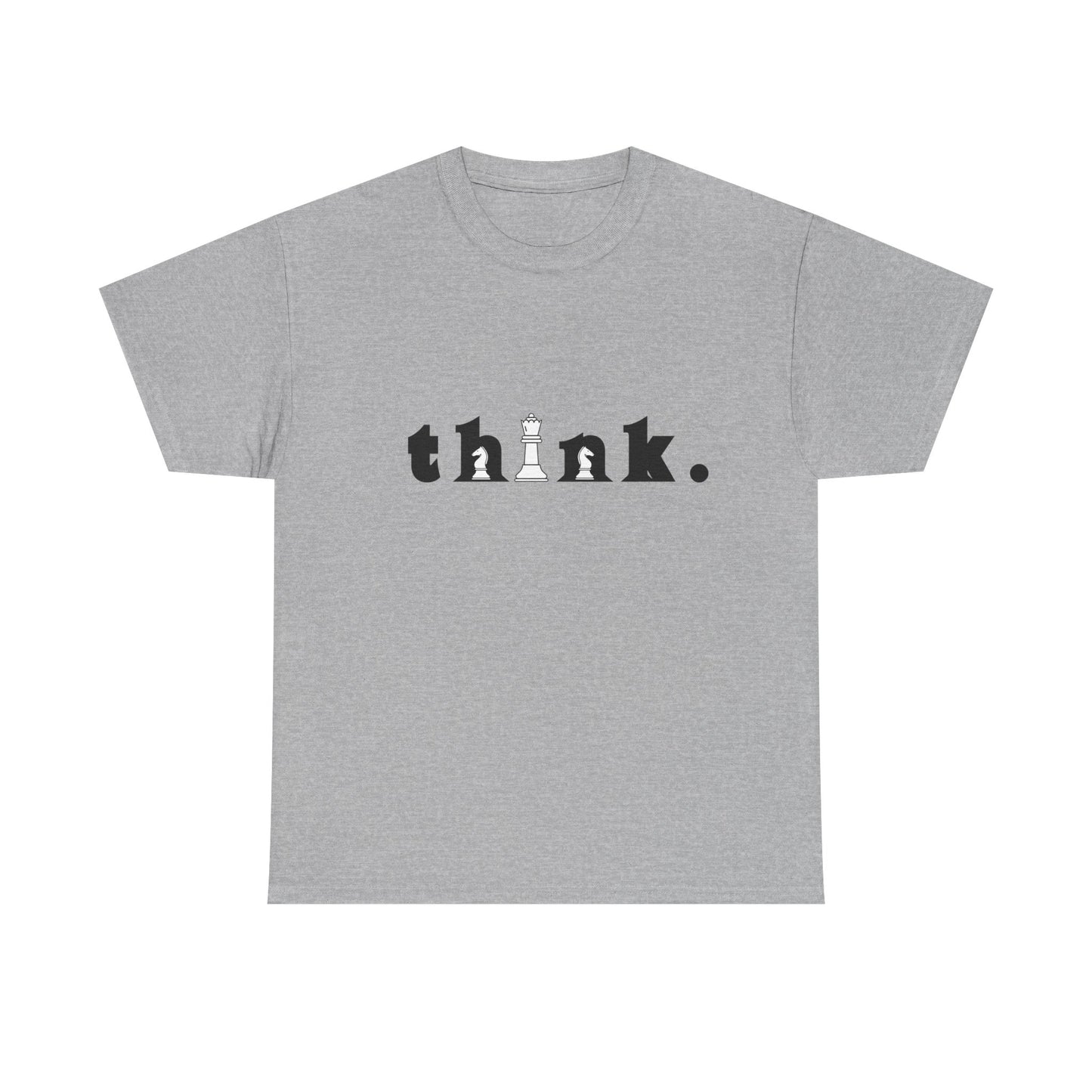 Chess-Inspired Unisex Heavy Cotton Tee - "think." Graphic | Gift for Strategists, Chess Lovers, Game Night, Casual Wear, Thoughtful Design