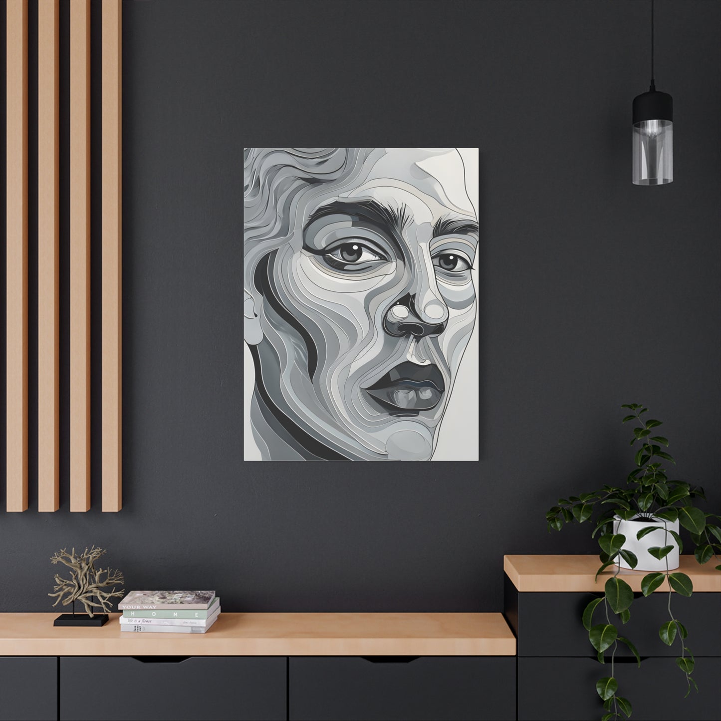 Abstract Portrait Canvas Art, Modern Wall Decor, Home Aesthetic, Gift for Art Lovers, Mixed Media Painting