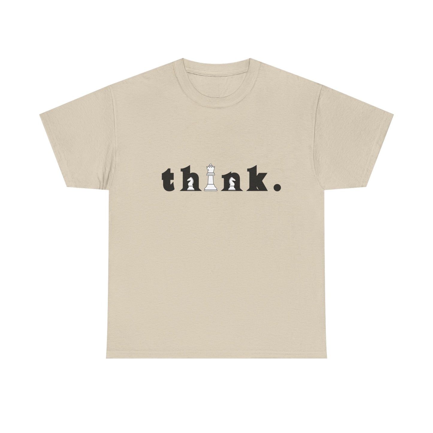 Chess-Inspired Unisex Heavy Cotton Tee - "think." Graphic | Gift for Strategists, Chess Lovers, Game Night, Casual Wear, Thoughtful Design