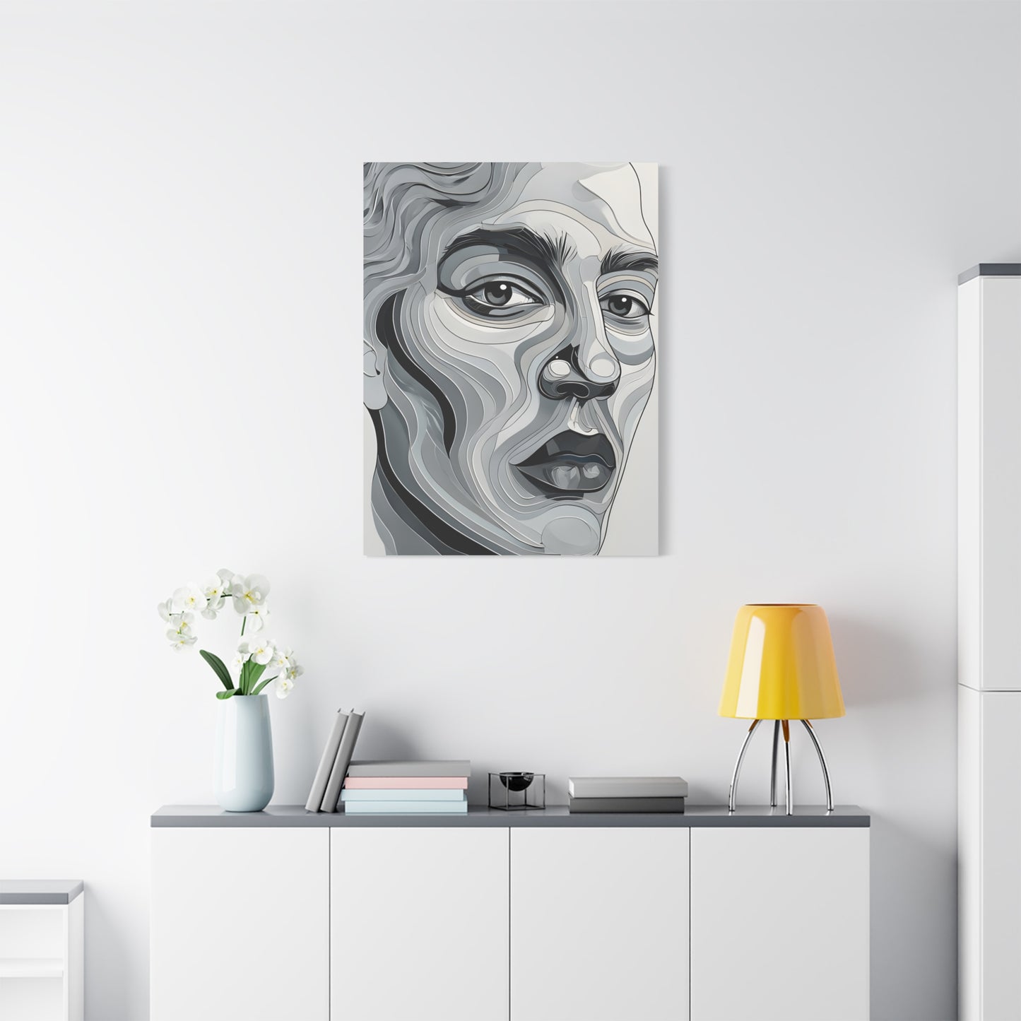 Abstract Portrait Canvas Art, Modern Wall Decor, Home Aesthetic, Gift for Art Lovers, Mixed Media Painting