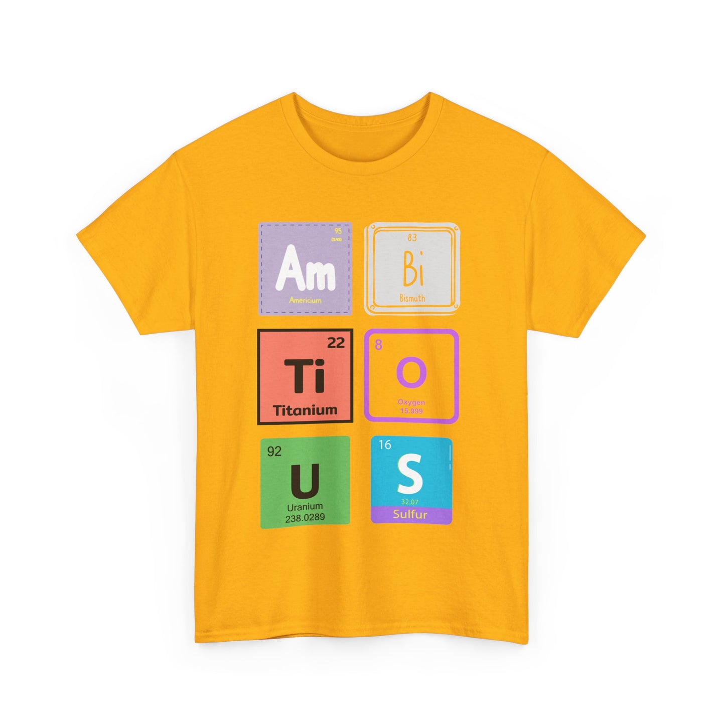 Chemistry Elements Tee spells out Ambitious- Funny Science Graphic T-Shirt, Gift for STEM Lovers, Classroom Apparel, Science Lovers Gift,