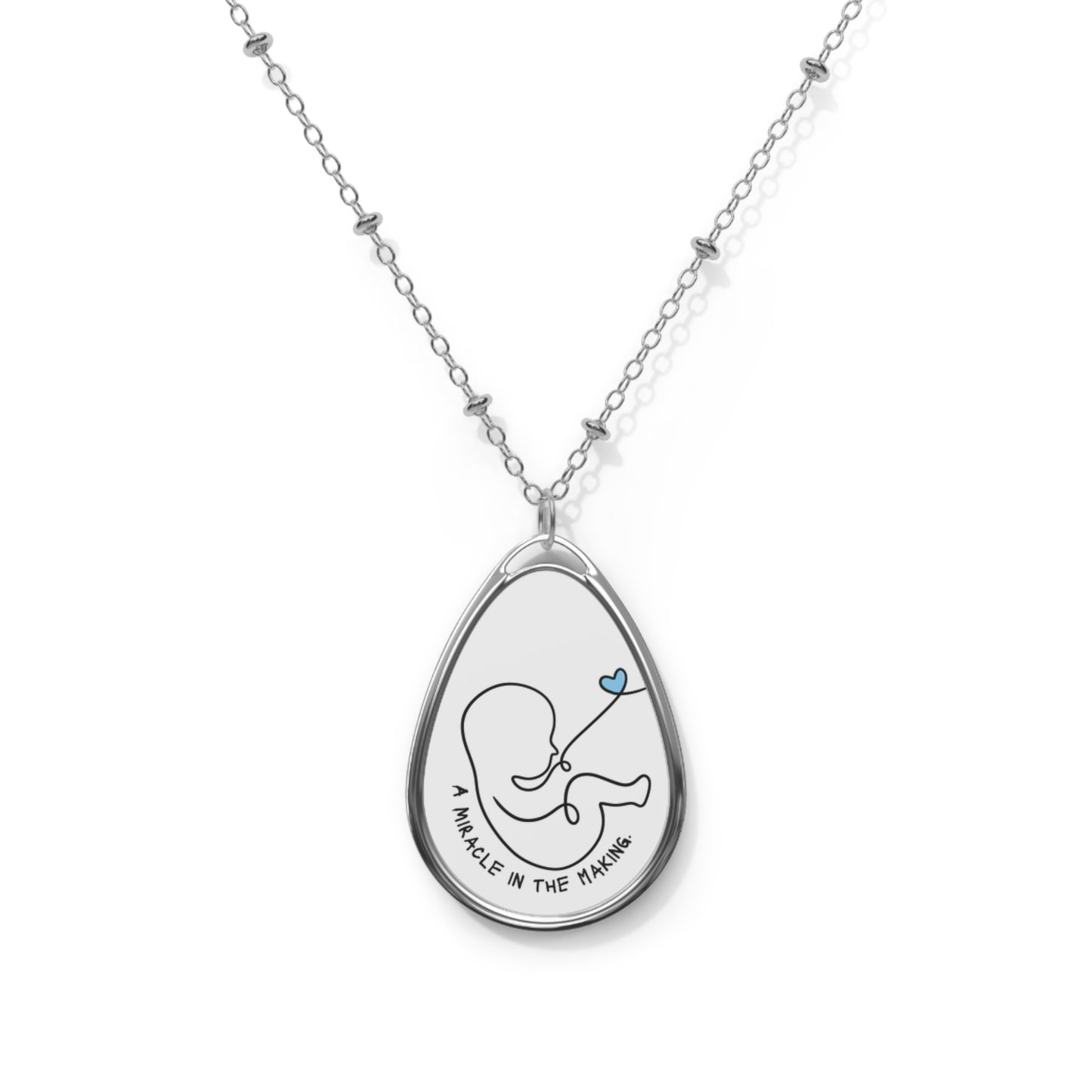 Miracle in the Making Oval Necklace baby design for Expecting Moms, Minimalist Jewelry, Pregnancy Gift, Baby Shower, Keepsake Heart