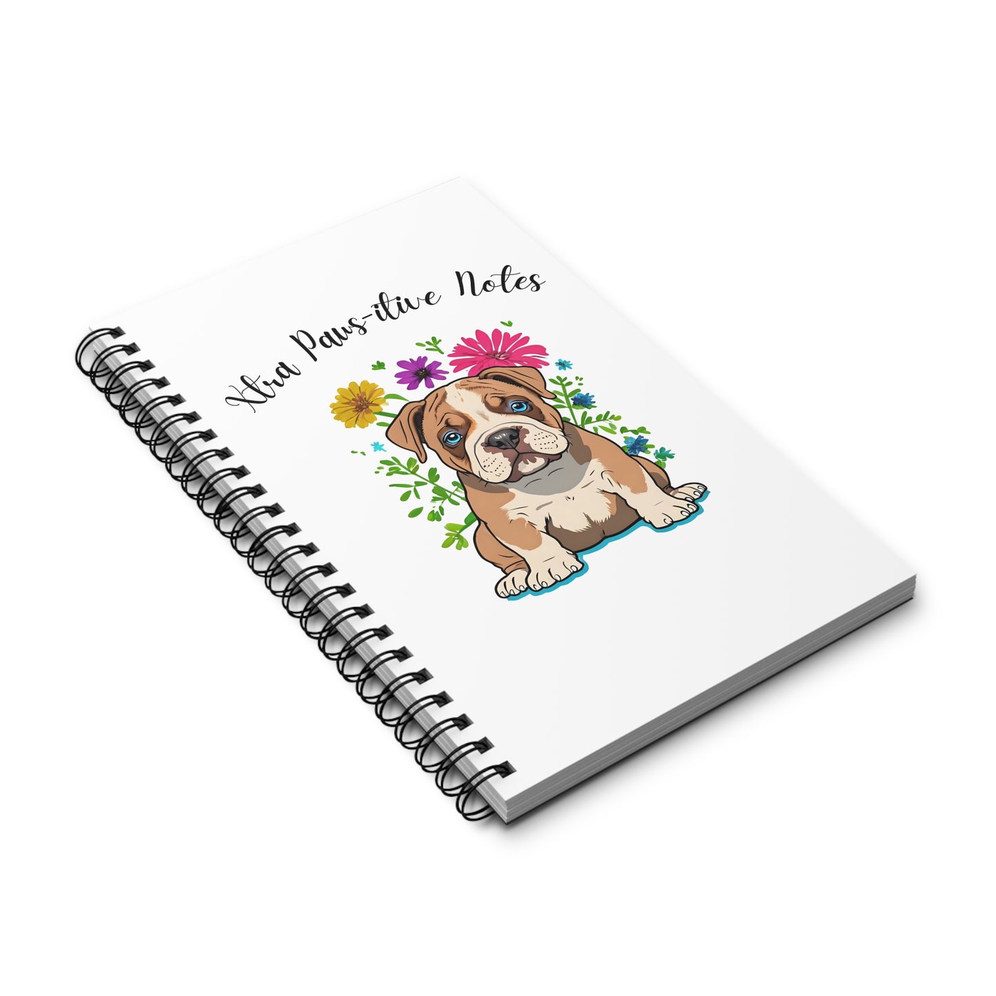 Xtra Paws-itive Notes XL Bully Puppy Notepad Spiral Bound, Gift for Animal Enthusiasts Cute Pet Spiral Journal