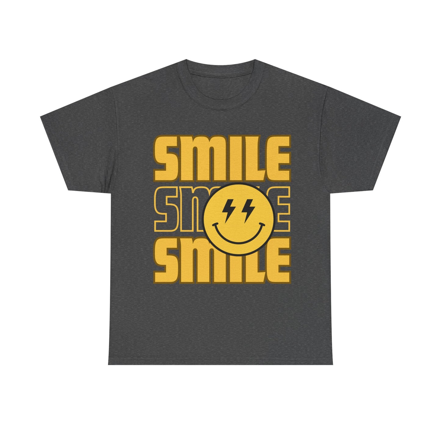 Smile Power Unisex Heavy Cotton Tee, Fun Graphic Tee, Casual Wear, Gift for Friends, Motivational Shirt, Summer Fashion