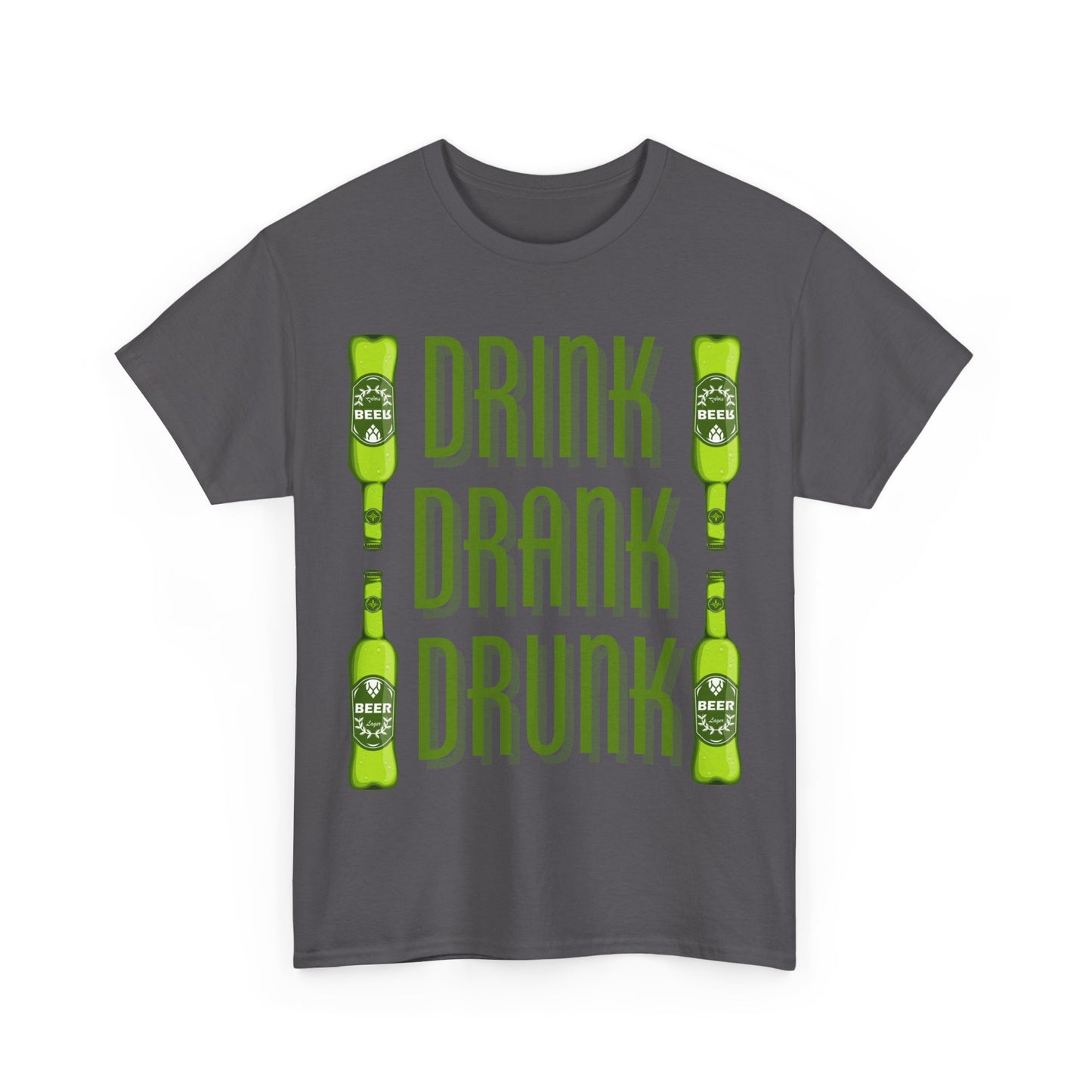 Funny Drink Drank Drunk Unisex Heavy Cotton Tee, Perfect for Parties, Humor Gift, Bartender Shirt, Beer Lover's Apparel, Casual Wear