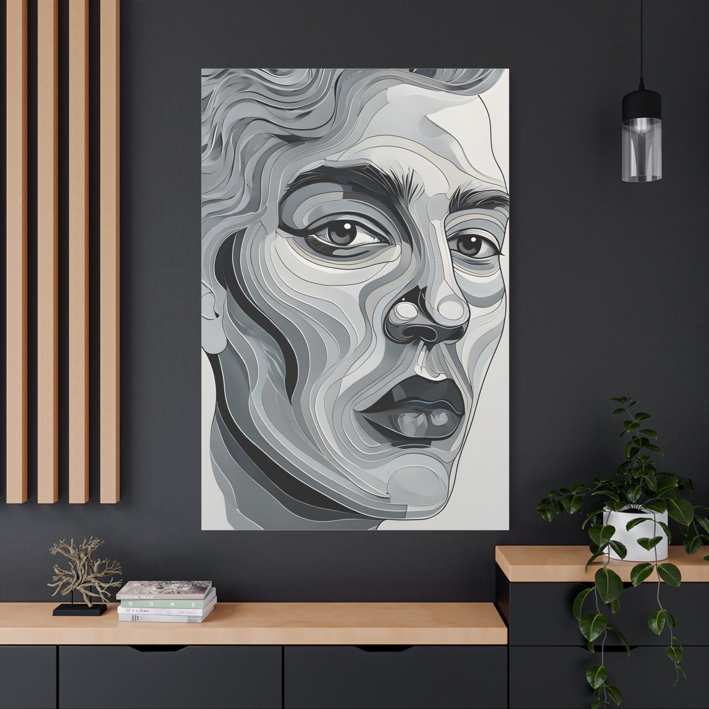 Abstract Portrait Canvas Art, Modern Wall Decor, Home Aesthetic, Gift for Art Lovers, Mixed Media Painting