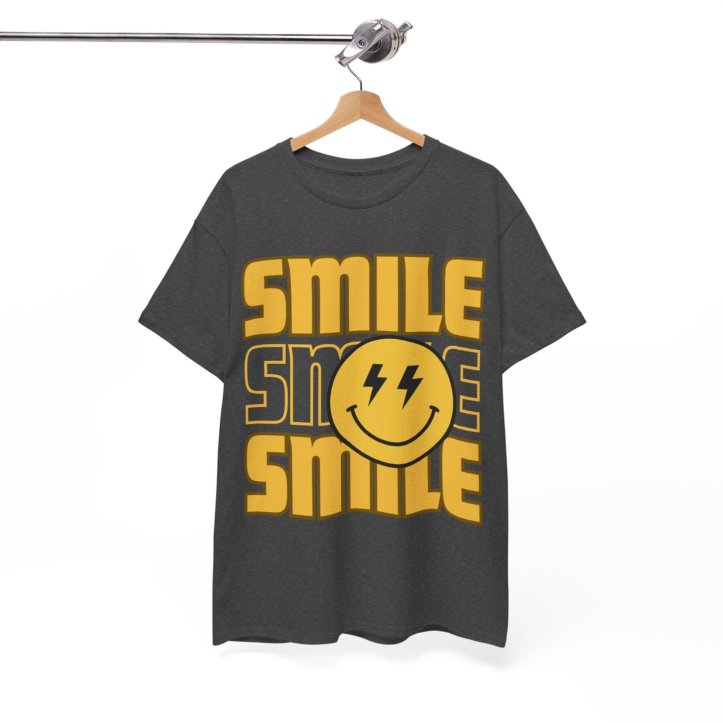 Smile Power Unisex Heavy Cotton Tee, Fun Graphic Tee, Casual Wear, Gift for Friends, Motivational Shirt, Summer Fashion