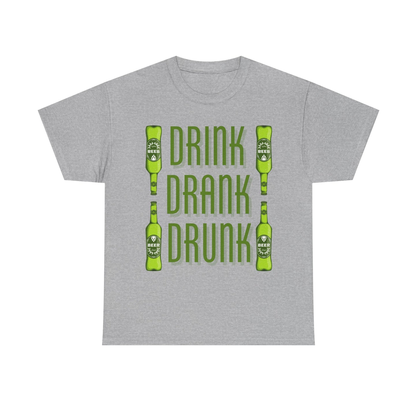 Funny Drink Drank Drunk Unisex Heavy Cotton Tee, Perfect for Parties, Humor Gift, Bartender Shirt, Beer Lover's Apparel, Casual Wear