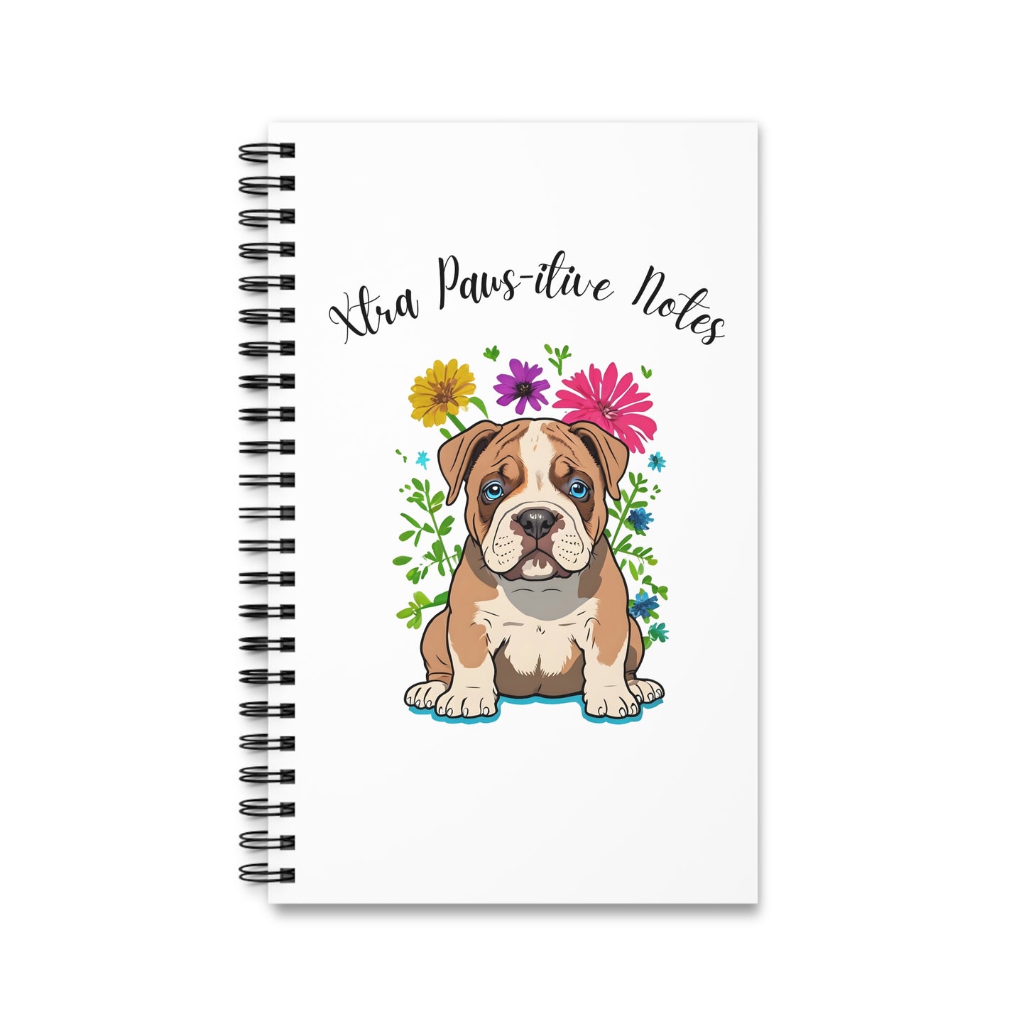 Xtra Paws-itive Notes  XL Bully Puppy Notepad  Spiral Bound, Gift for Animal Enthusiasts Cute Pet Spiral Journal